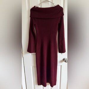 Love Bonito Burgundy Off-Shoulder Dress